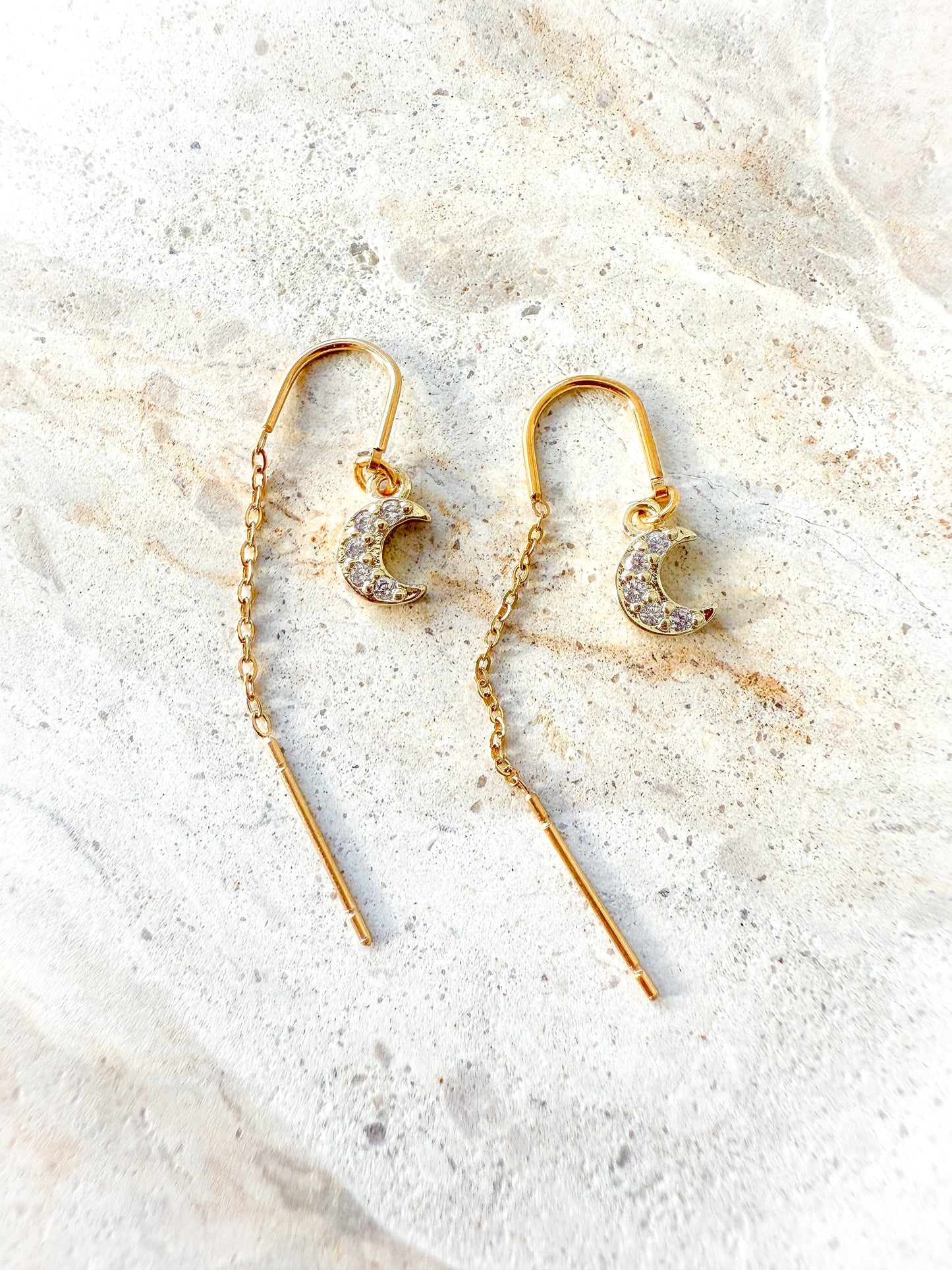 Mond-Ohrringe „Lunara“ zum Einfädeln gold oder silber