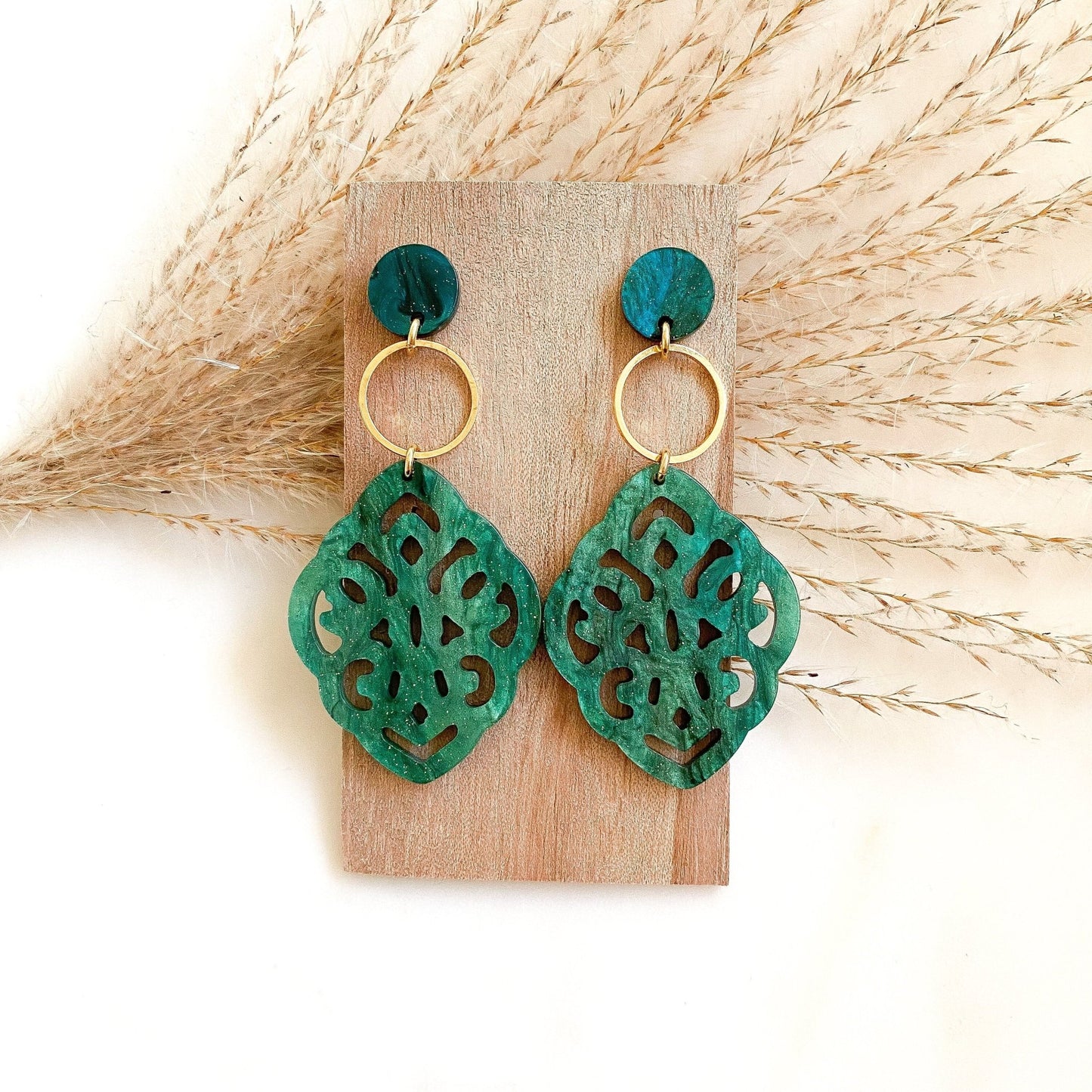 Barock Ohrringe "Otilia" türkis blau mit gold - Feenmanufaktur