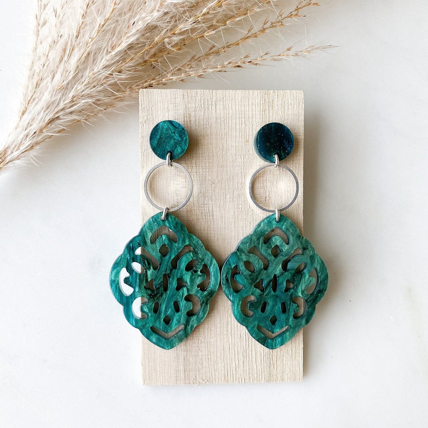 Barock Ohrringe "Otilia" türkis blau mit silber - Feenmanufaktur