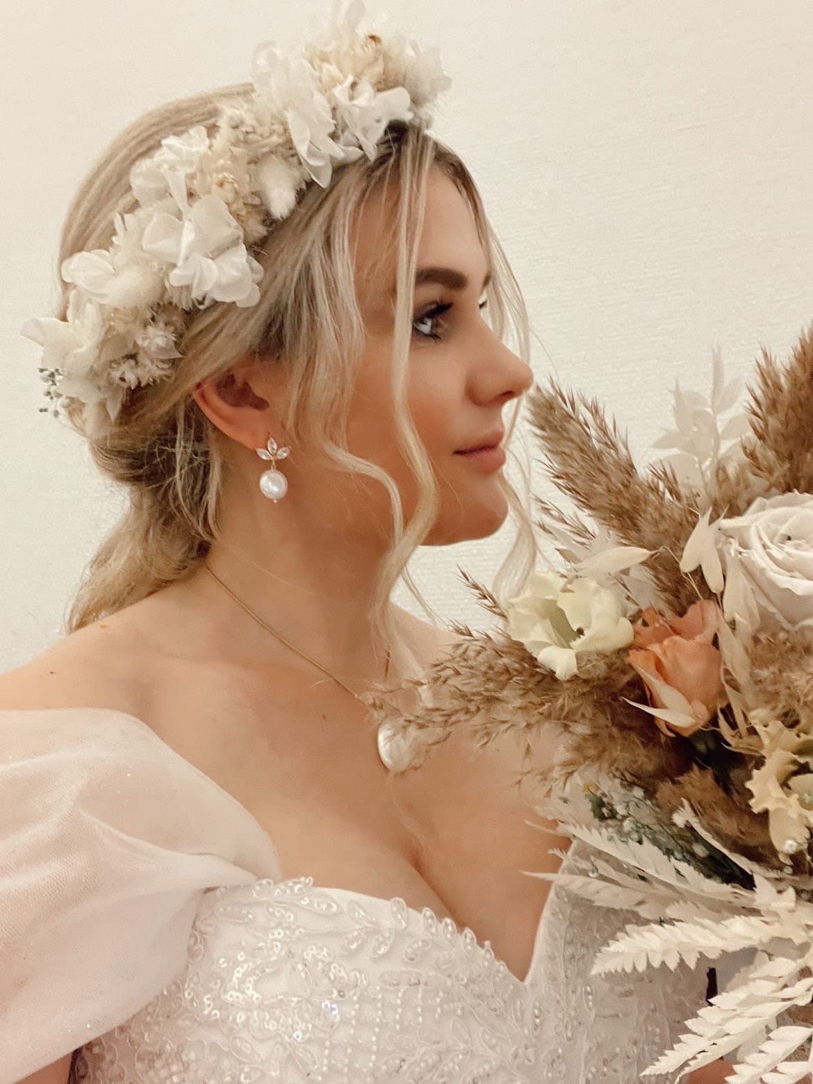 Echte Perlenohrringe Braut 24k vergoldet "Eliana" Hochzeitsschmuck - Feenmanufaktur