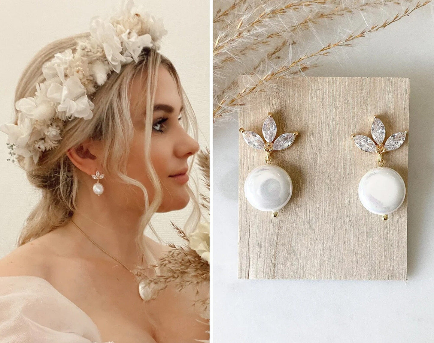 Echtperlen - Ohrringe Braut 24k vergoldet "Eloise" Hochzeitsschmuck - Feenmanufaktur