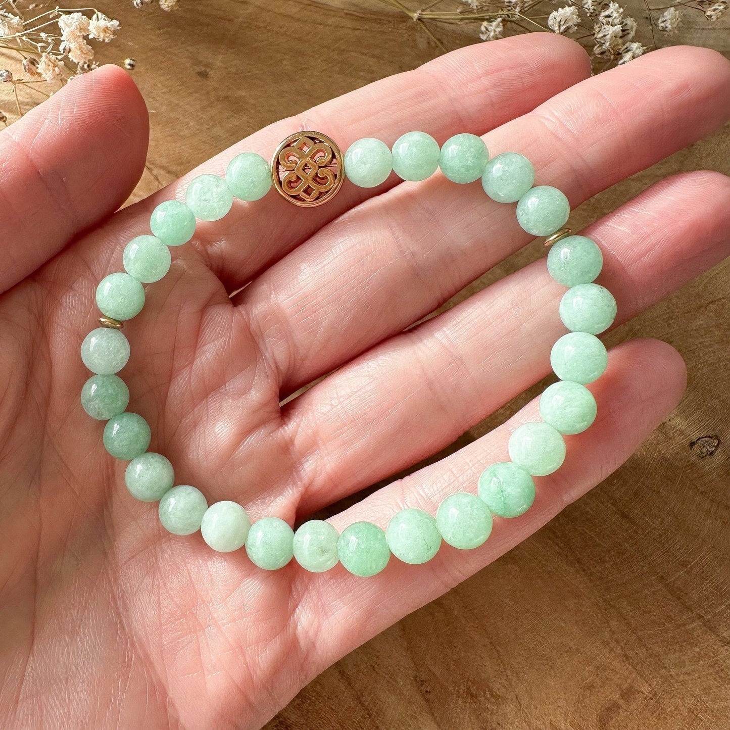 Elastisches Lebensbaum Jade Edelstein Armband - Feenmanufaktur