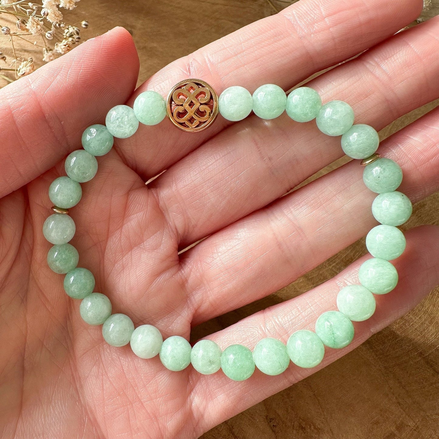 Elastisches Lebensbaum Jade Edelstein Armband - Feenmanufaktur
