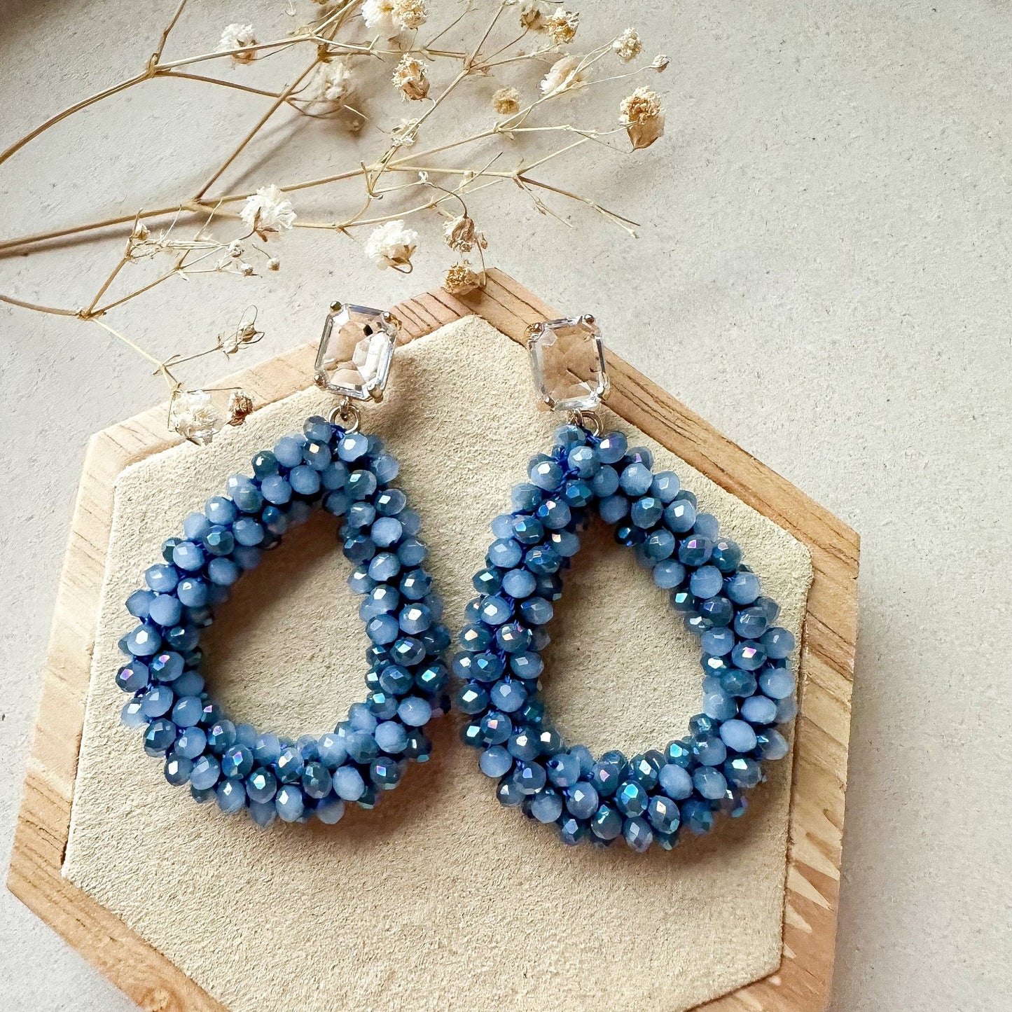 Elegante Glitzer Ohrringe "Florence" blau Ohrringe Kristallglas - Feenmanufaktur