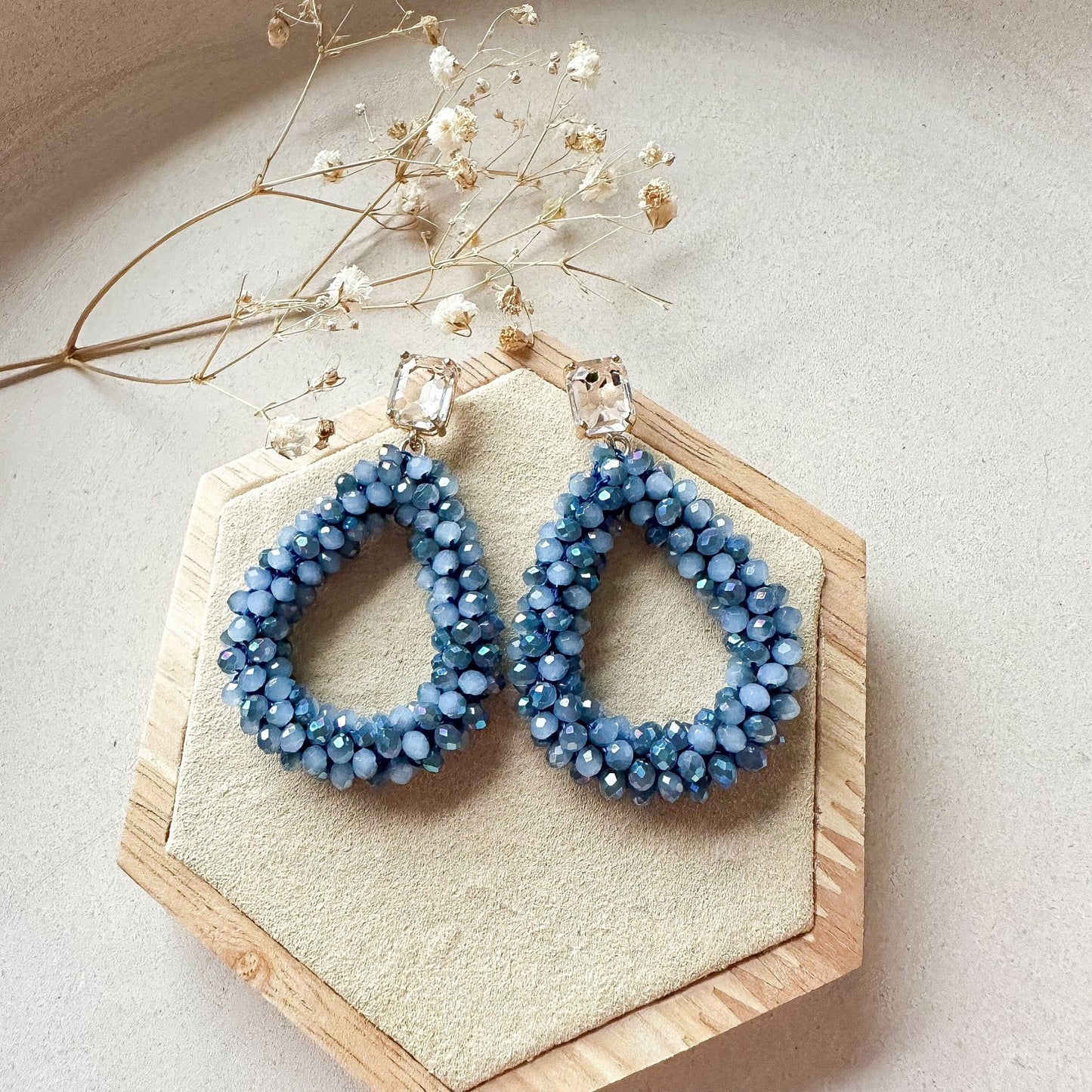 Elegante Glitzer Ohrringe "Florence" blau Ohrringe Kristallglas - Feenmanufaktur