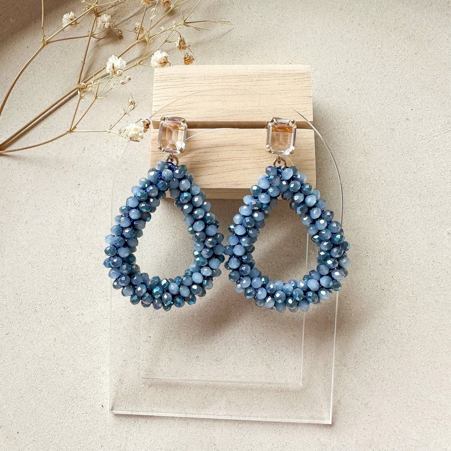 Elegante Glitzer Ohrringe "Florence" blau Ohrringe Kristallglas - Feenmanufaktur