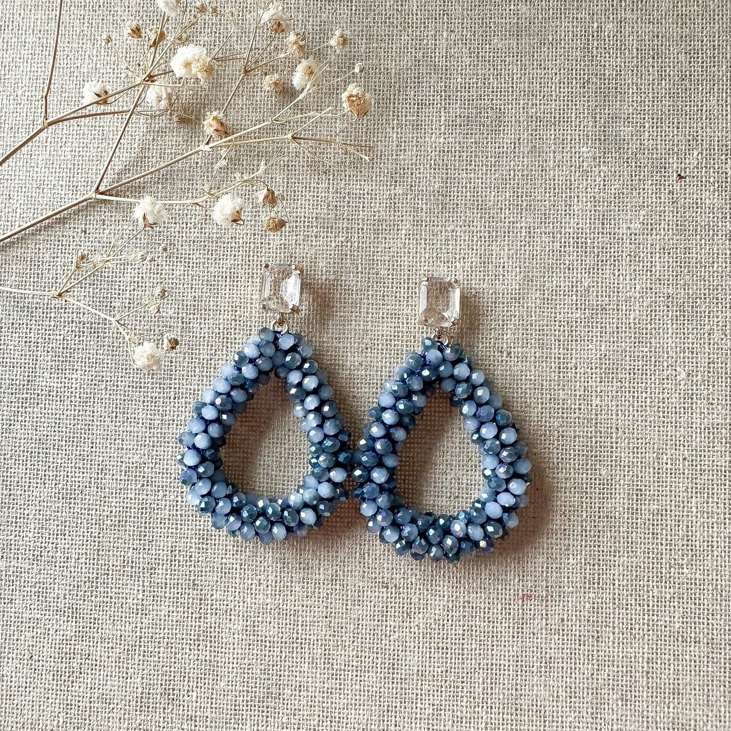 Elegante Glitzer Ohrringe "Florence" blau Ohrringe Kristallglas - Feenmanufaktur