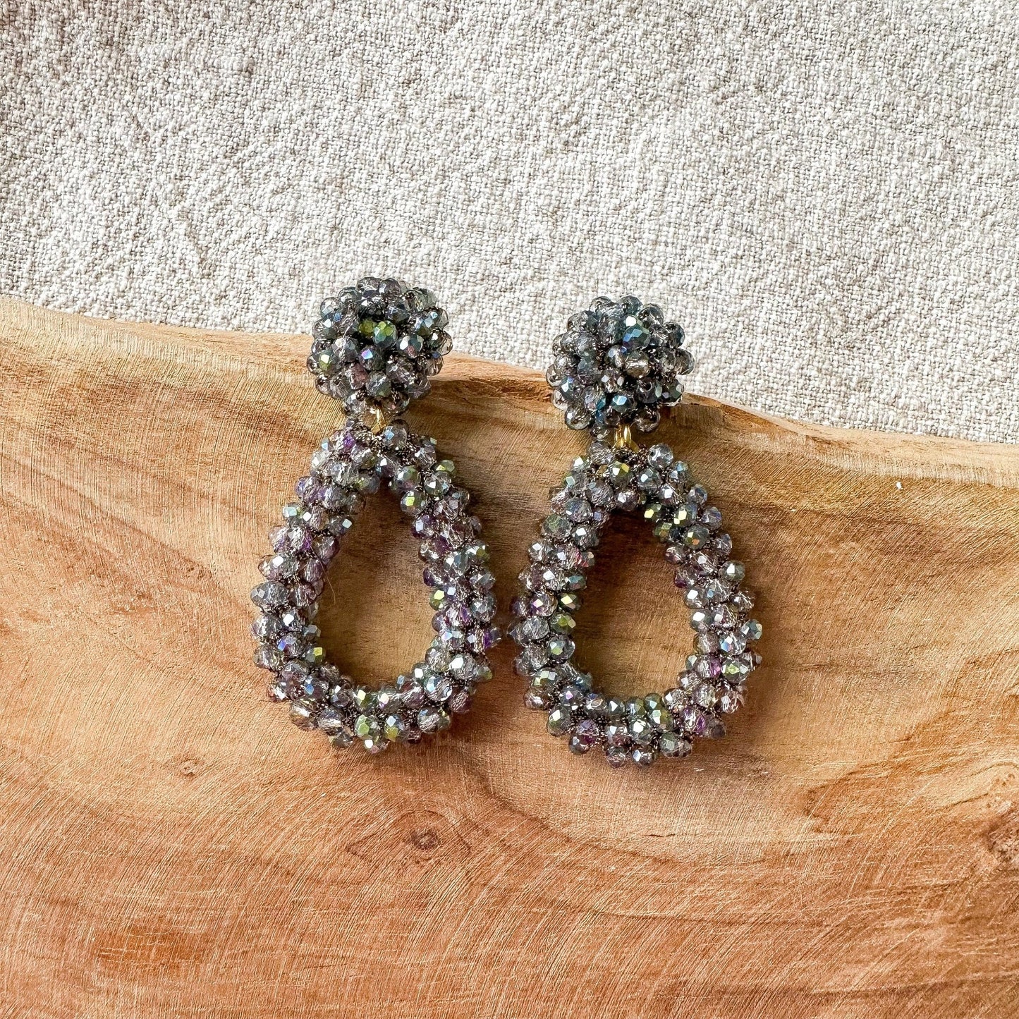 Elegante Glitzer Ohrringe "Florence" champagner/braun Ohrringe - Feenmanufaktur