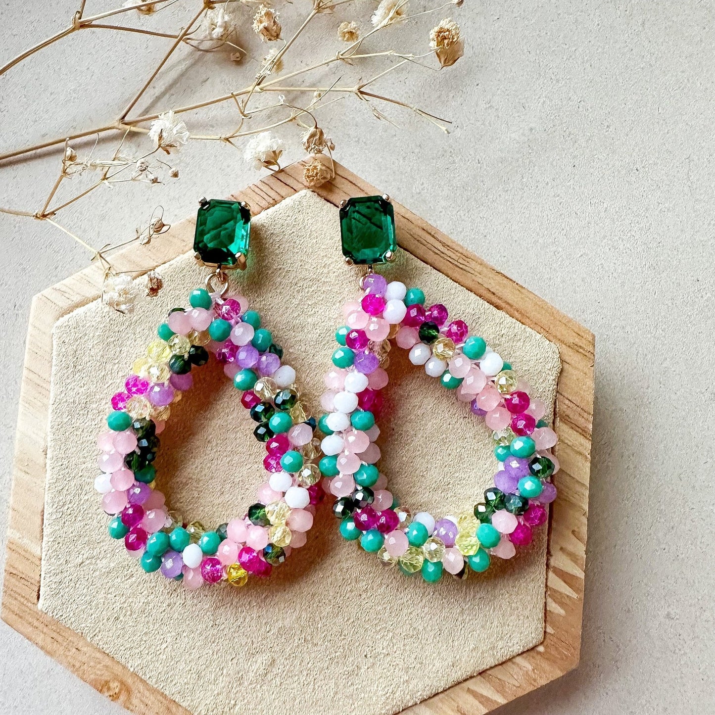 Elegante Glitzer Ohrringe "Florence" Multicolor Ohrringe Kristallglas - Feenmanufaktur