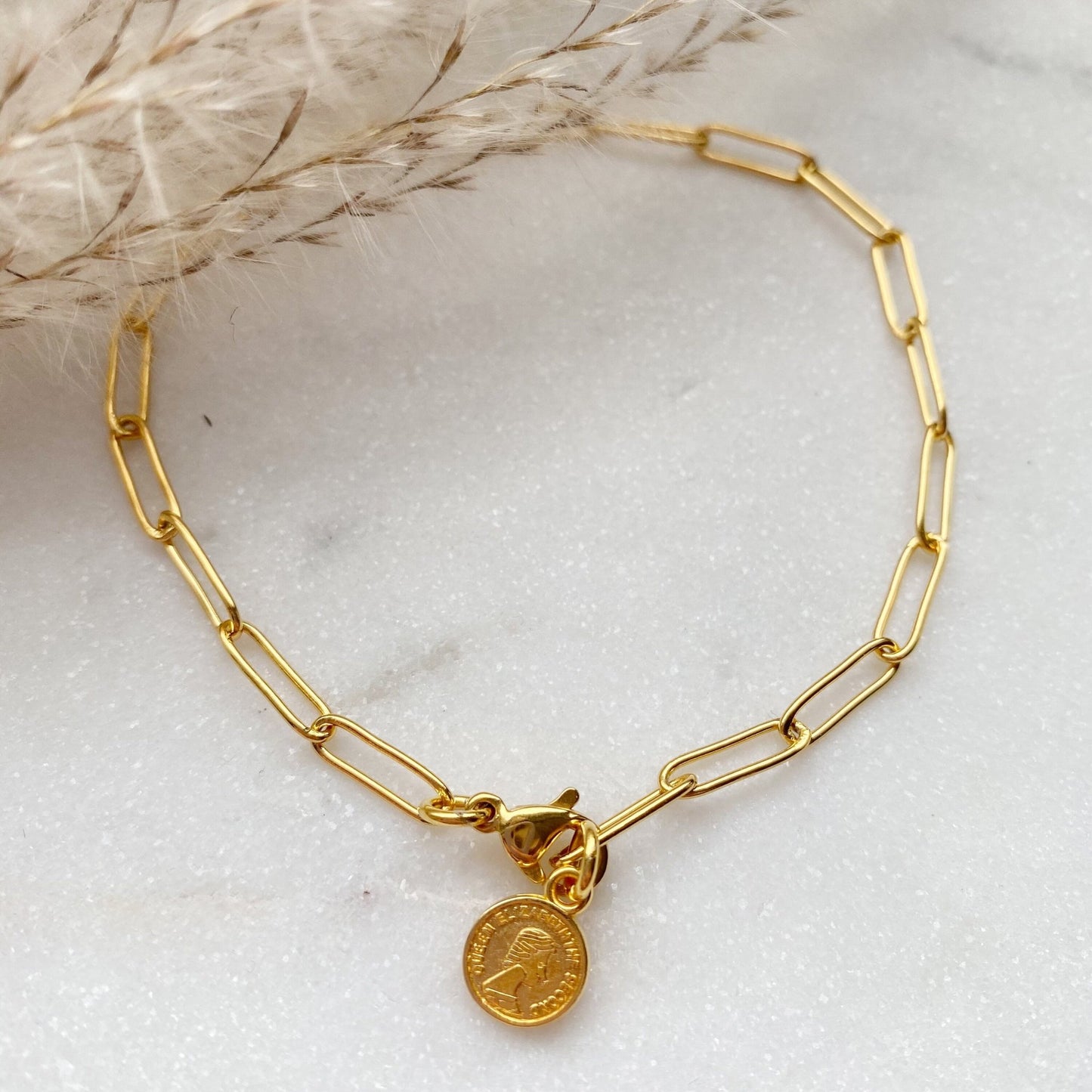 Goldenes Armband mit römischer Münze - Feenmanufaktur