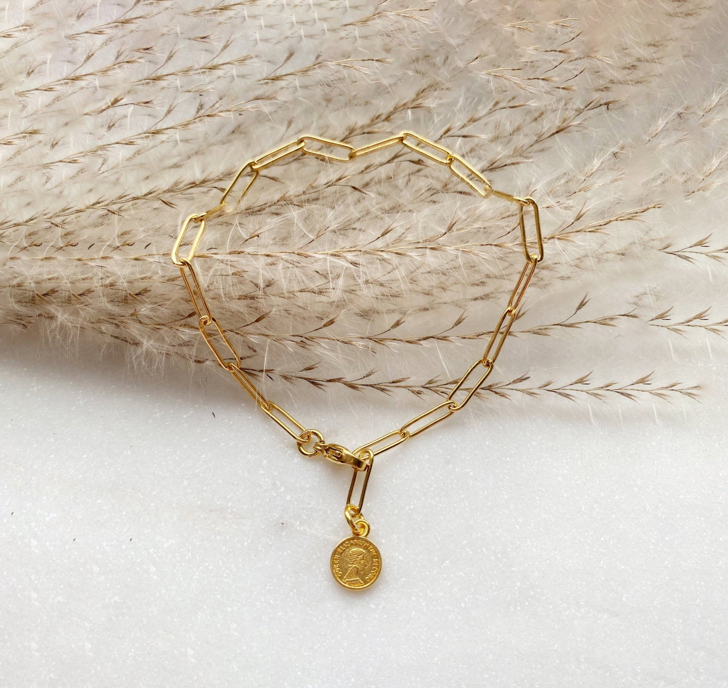 Goldenes Armband mit römischer Münze - Feenmanufaktur