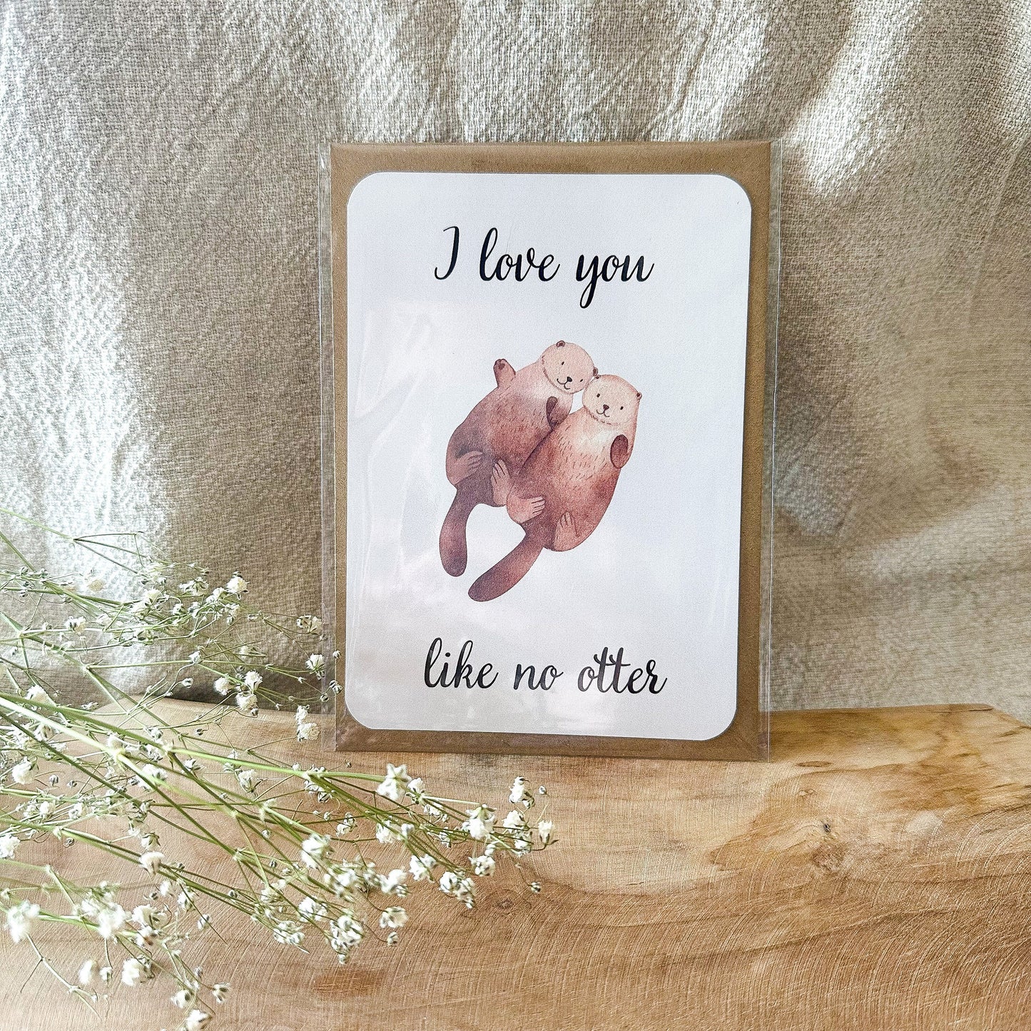 Postkarte "I love you like no otter" inkl. Umschlag (A6)