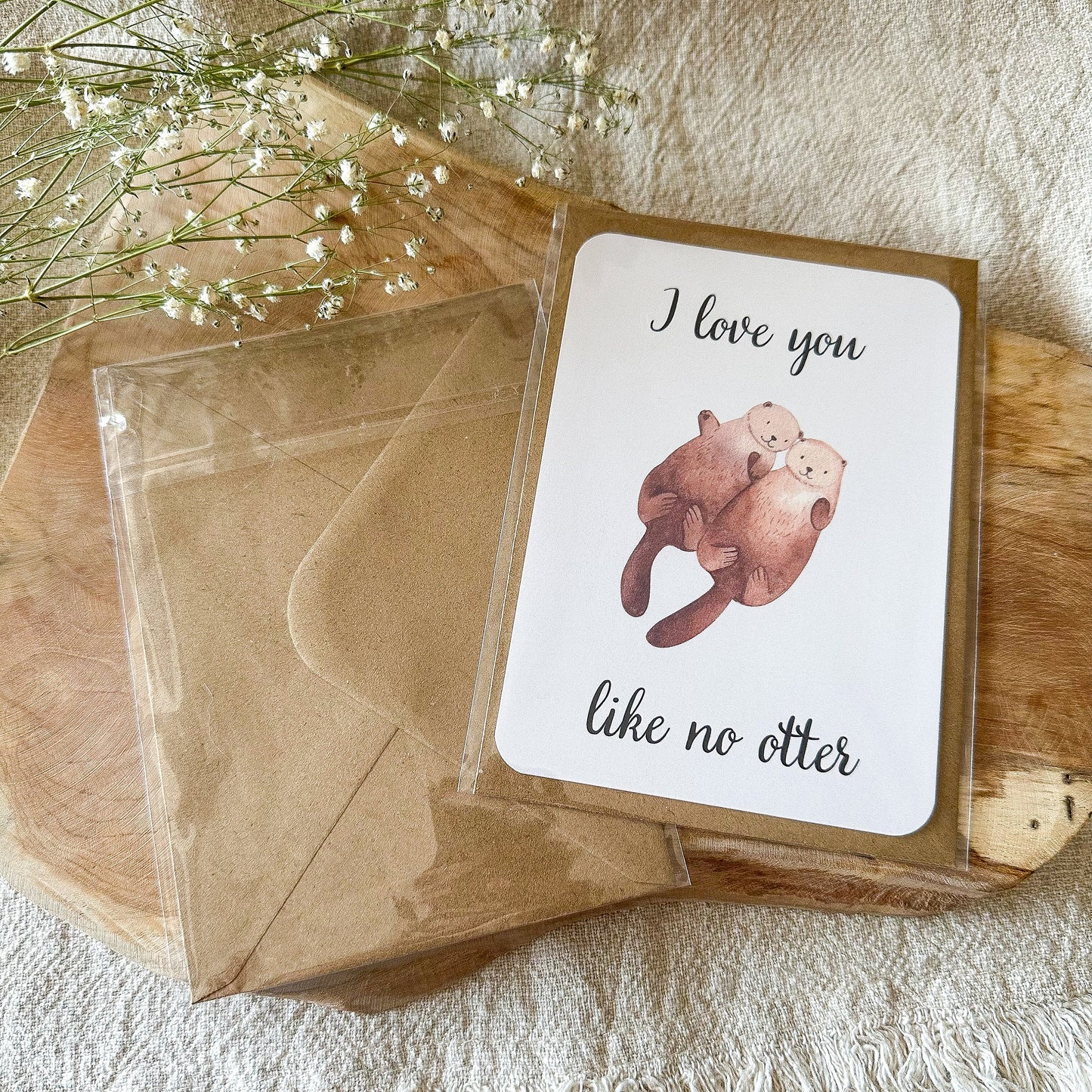 Postkarte "I love you like no otter" inkl. Umschlag (A6)