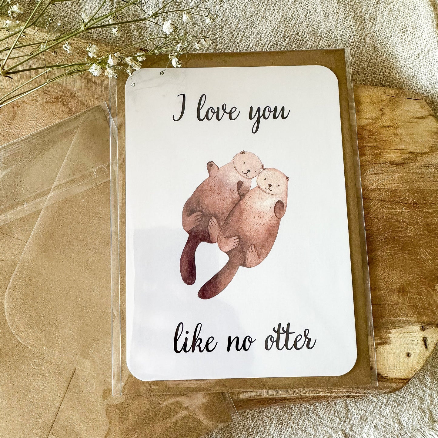 Postkarte "I love you like no otter" inkl. Umschlag (A6)