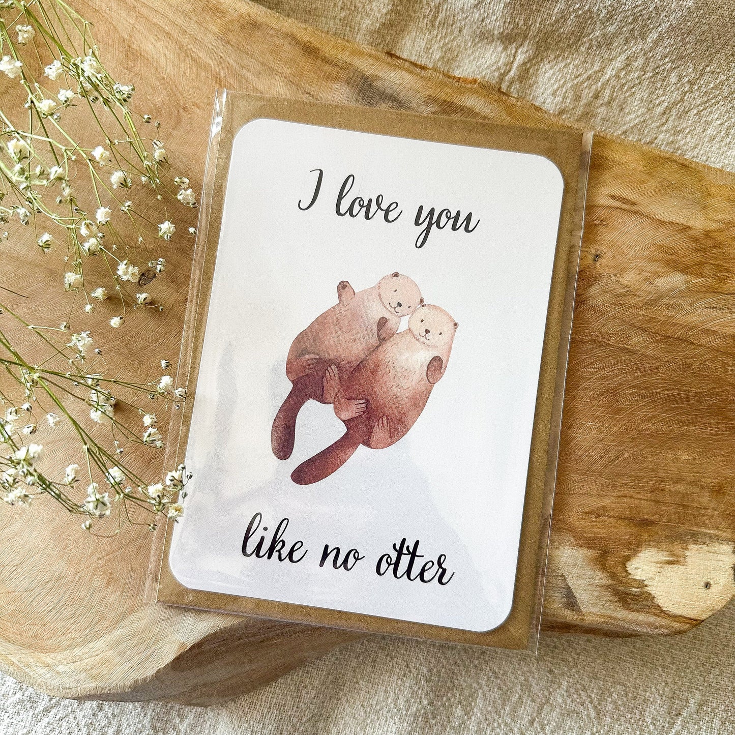 Postkarte "I love you like no otter" inkl. Umschlag (A6)