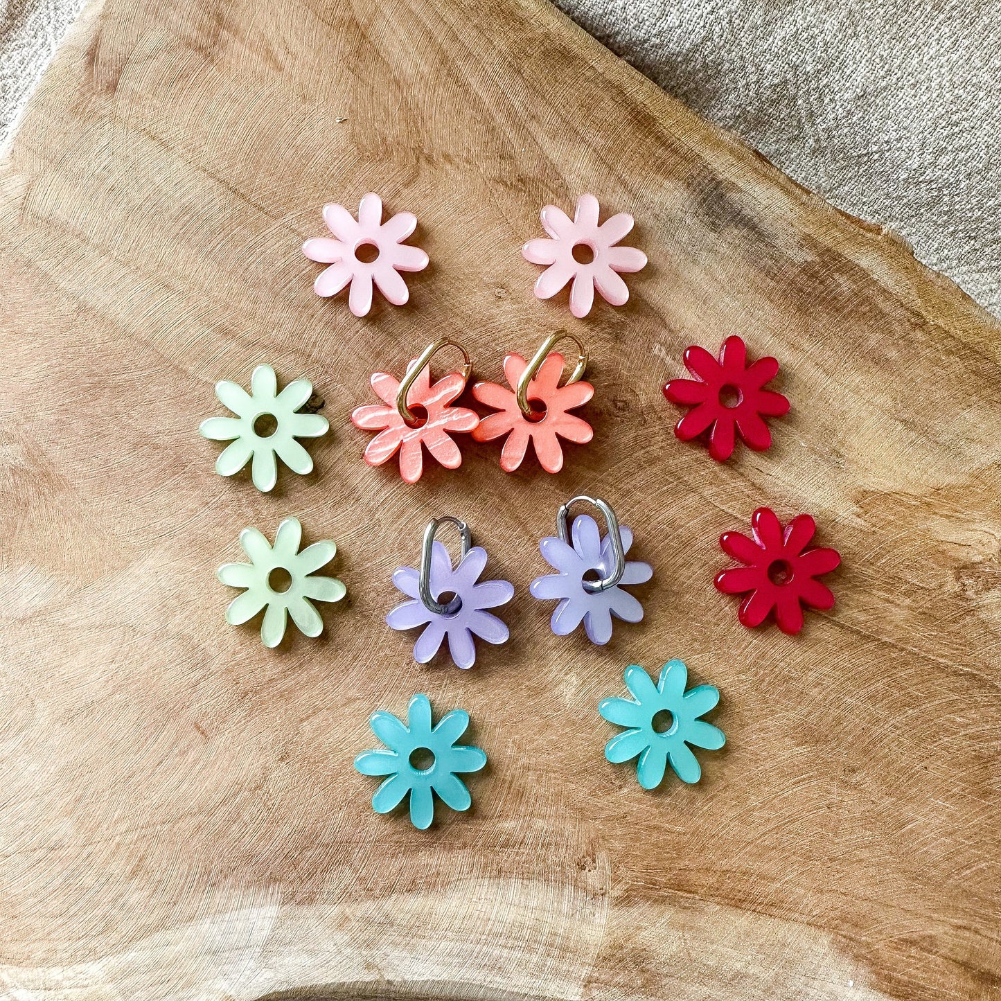 Mix & Match Blumen Ohrringe in gold oder silber