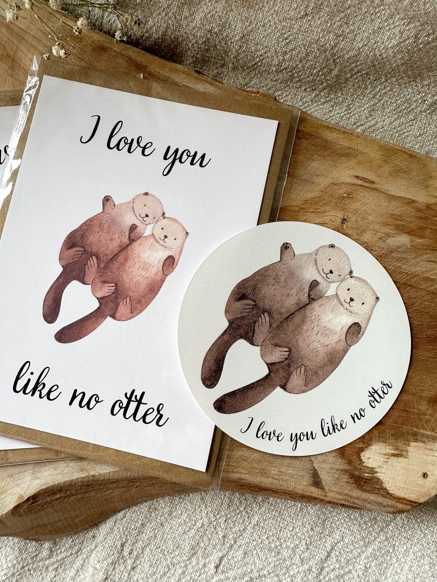 Sticker "I love you like no otter" Aufkleber rund 9,5 cm