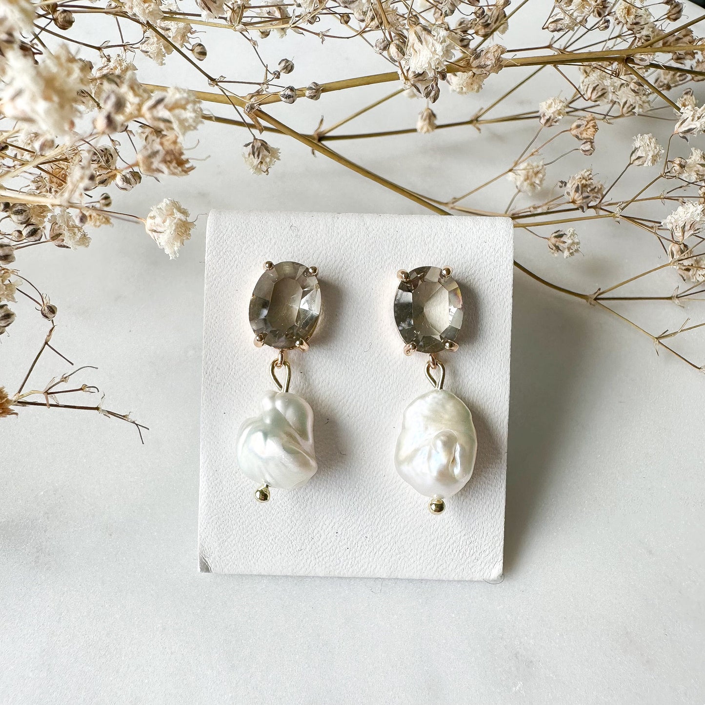 Kristallglas Süßwasserperlen-Ohrringe "Lia" mit Echtperle Perlenohrringe