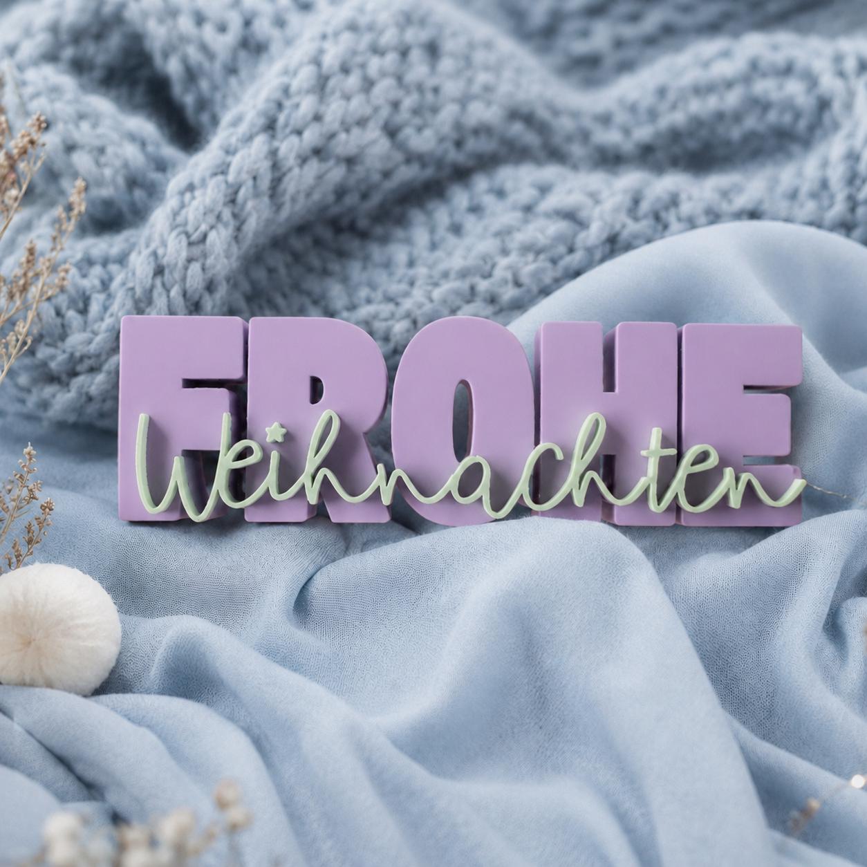 3MF Frohe Weihnachten 3D-Druckdatei STL | Weihnachtsdeko Schriftzug zum Drucken für Weihnachtsmärkte etc. | inkl. unbegrenzter Gewerbelizenz