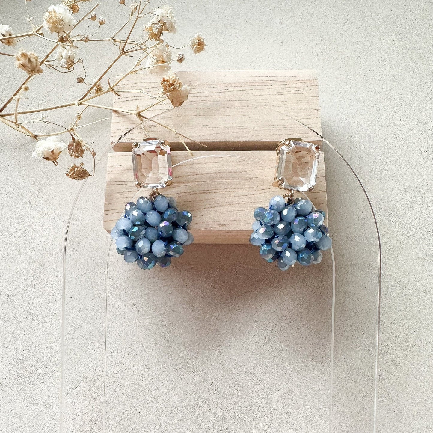 Kleine elegante Glitzer Ohrringe "Florence" - blau Kristallglas - Feenmanufaktur