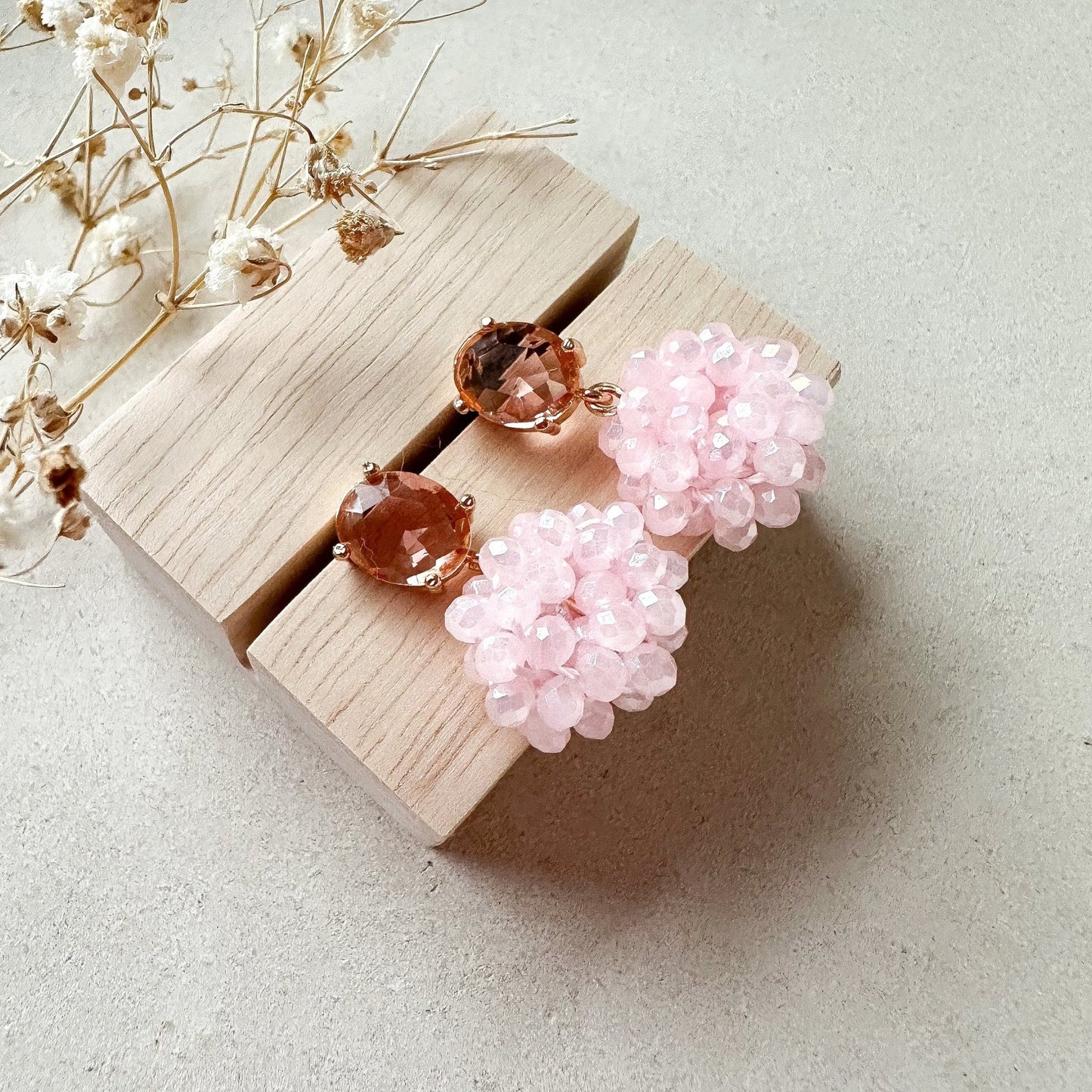 Kleine elegante Glitzer Ohrringe "Florence" - rosa/peach Kristallglas - Feenmanufaktur