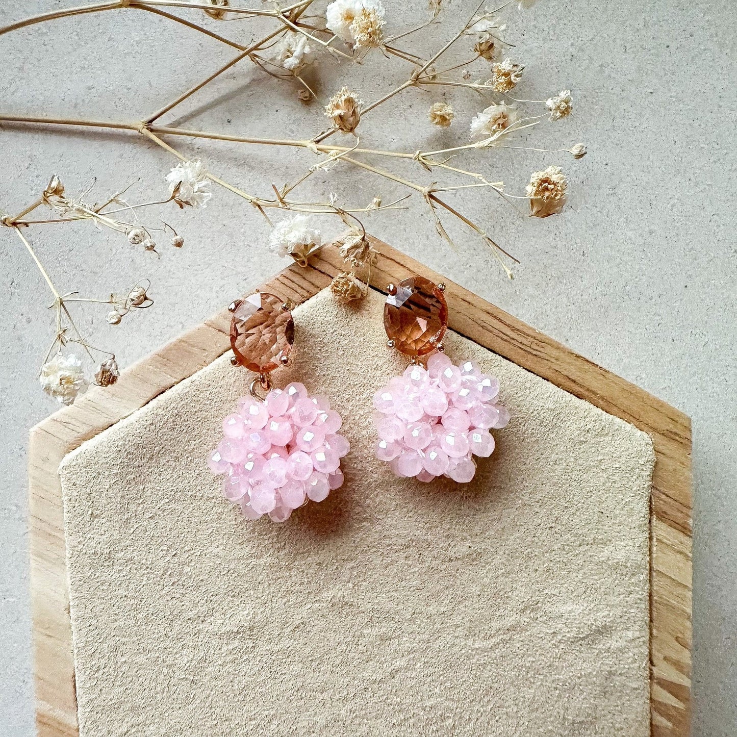 Kleine elegante Glitzer Ohrringe "Florence" - rosa/peach Kristallglas - Feenmanufaktur