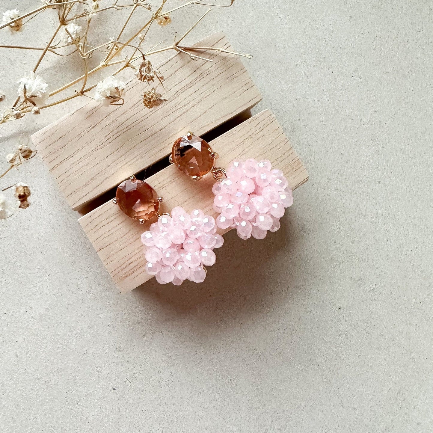 Kleine elegante Glitzer Ohrringe "Florence" - rosa/peach Kristallglas - Feenmanufaktur