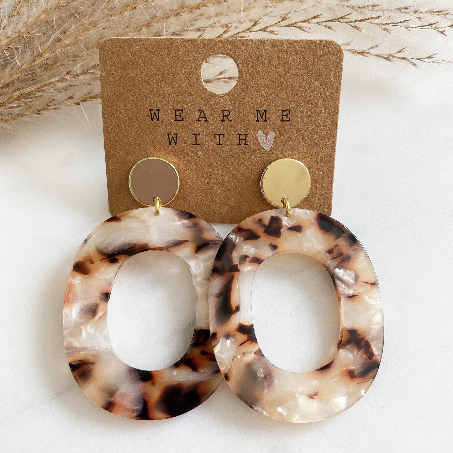 Ovale Leoparden Ohrringe aus Resin Harz - Feenmanufaktur