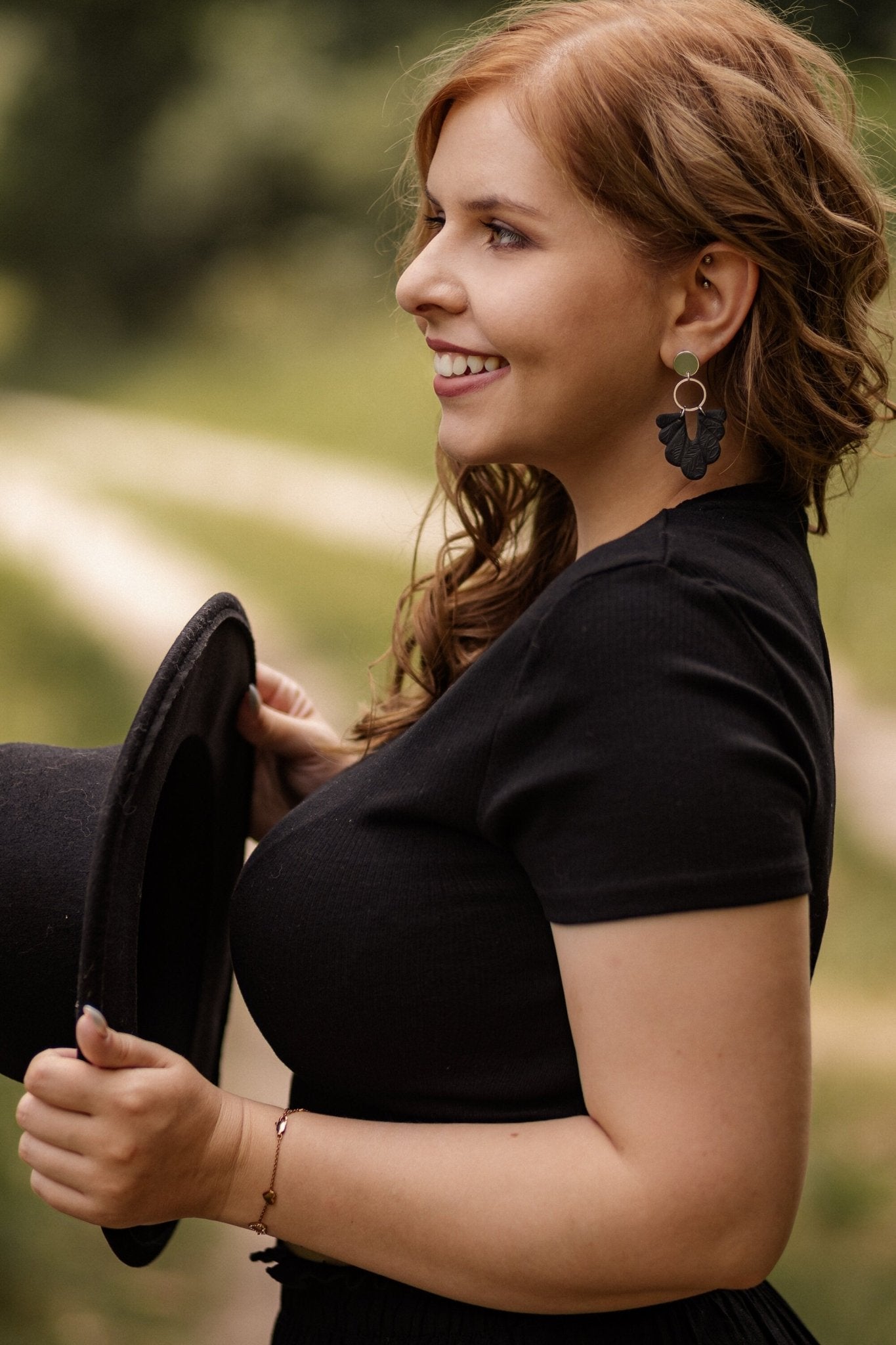 Polymer Clay Ohrringe "Beatrice" in beige gold - Feenmanufaktur