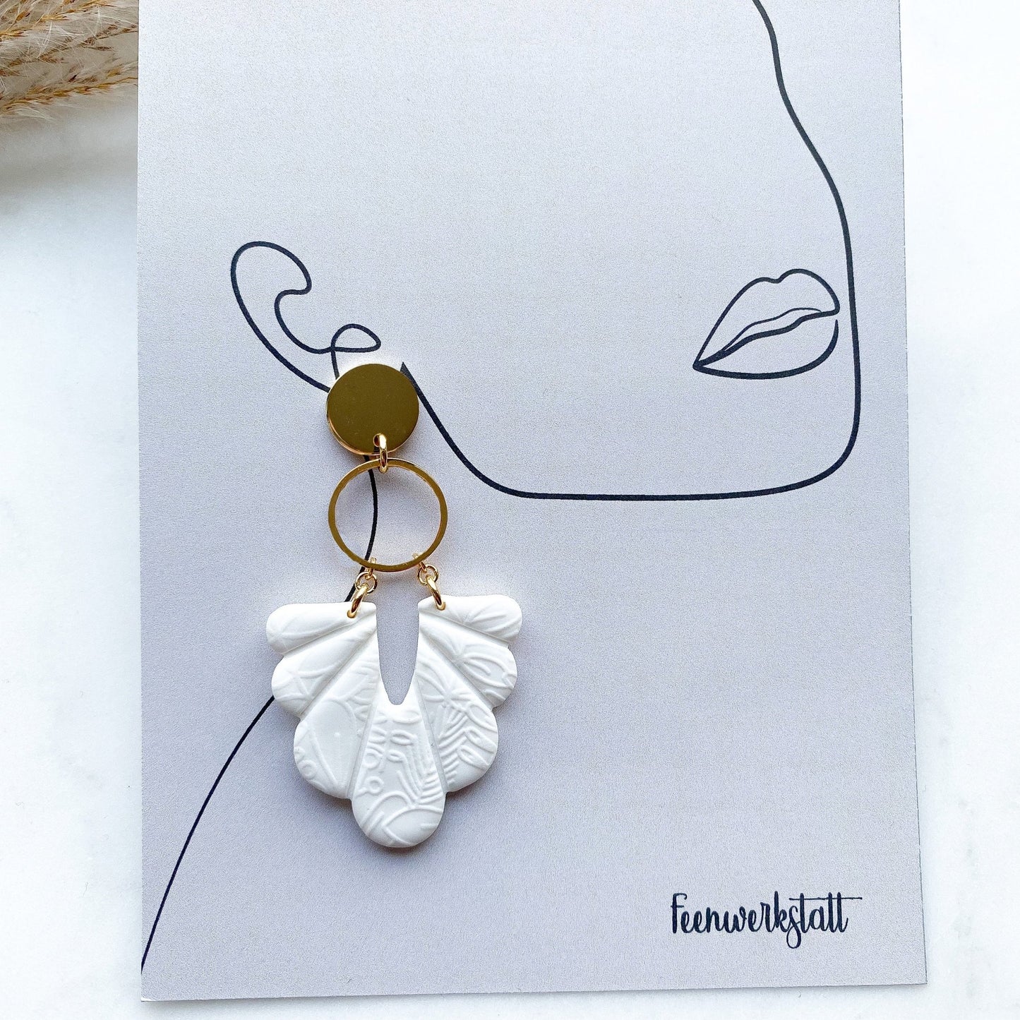 Polymer Clay Ohrringe "Beatrice" in weiß gold - Feenmanufaktur