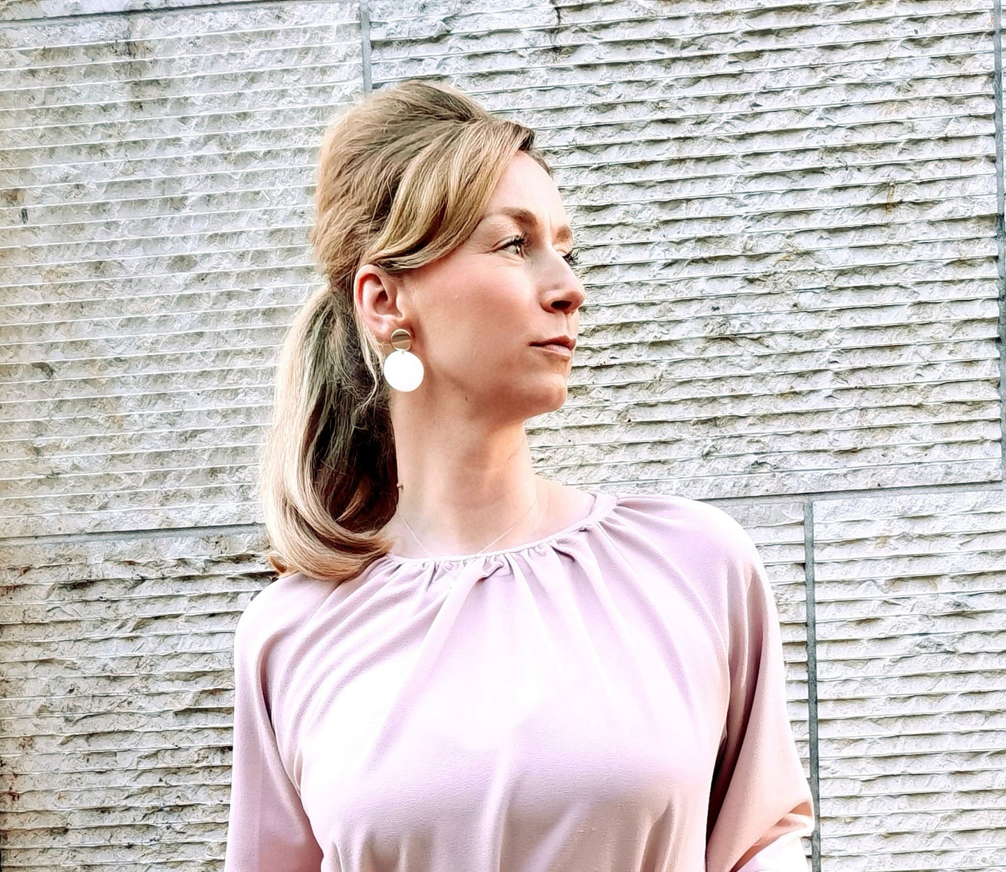 Polymer Clay Ohrringe "Becca" bordeaux pink gold - Feenmanufaktur