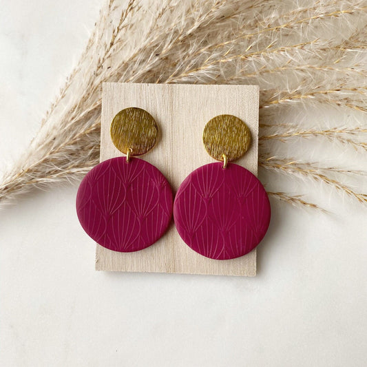 Polymer Clay Ohrringe "Becca" bordeaux pink gold - Feenmanufaktur