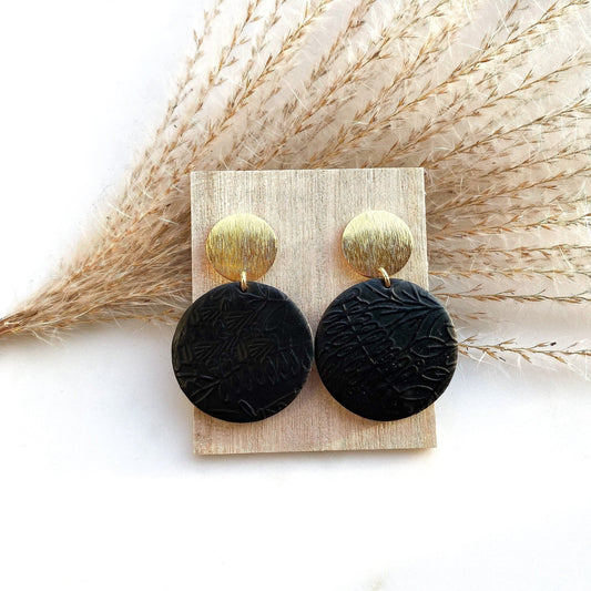 Polymer Clay Ohrringe "Becca" schwarz gold - Feenmanufaktur
