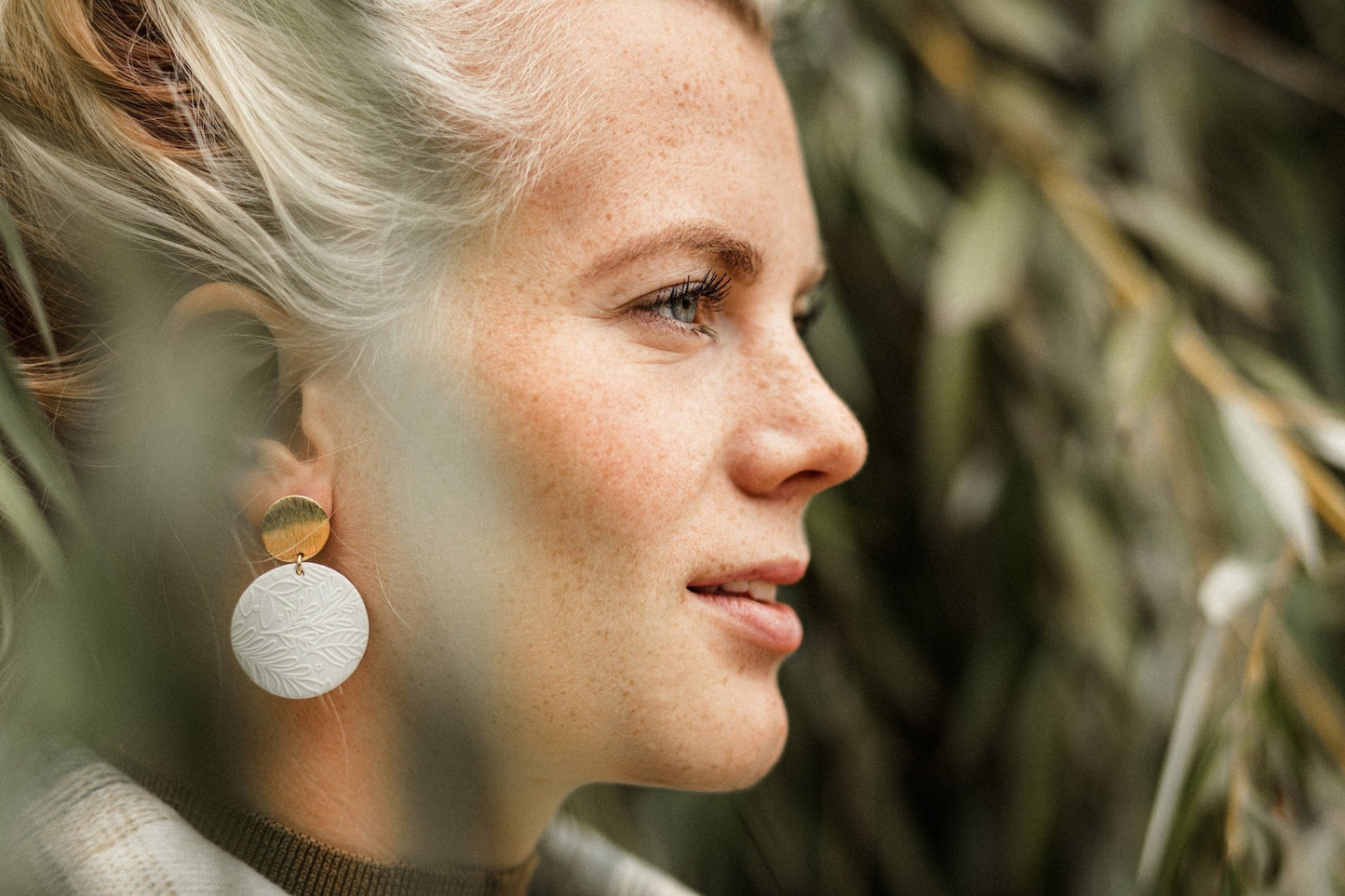 Polymer Clay Ohrringe "Becca" weiß - Feenmanufaktur