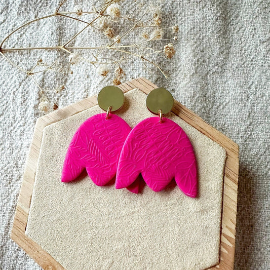 Polymer Clay Ohrringe "Tulpe" gold & silber pink - Feenmanufaktur
