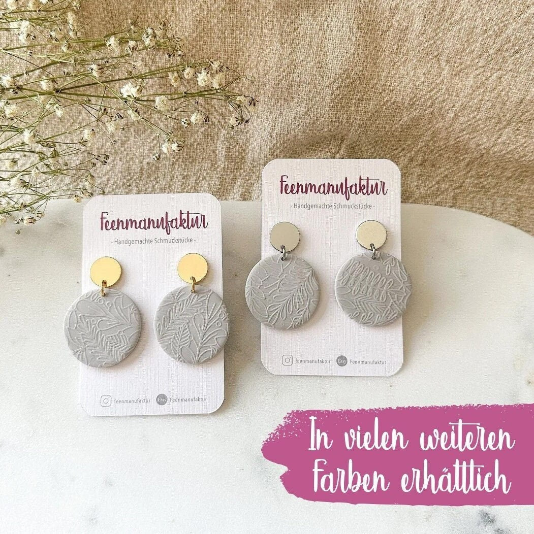 Polymer Clay Ohrringe "Violet" grau gold/silber - Feenmanufaktur