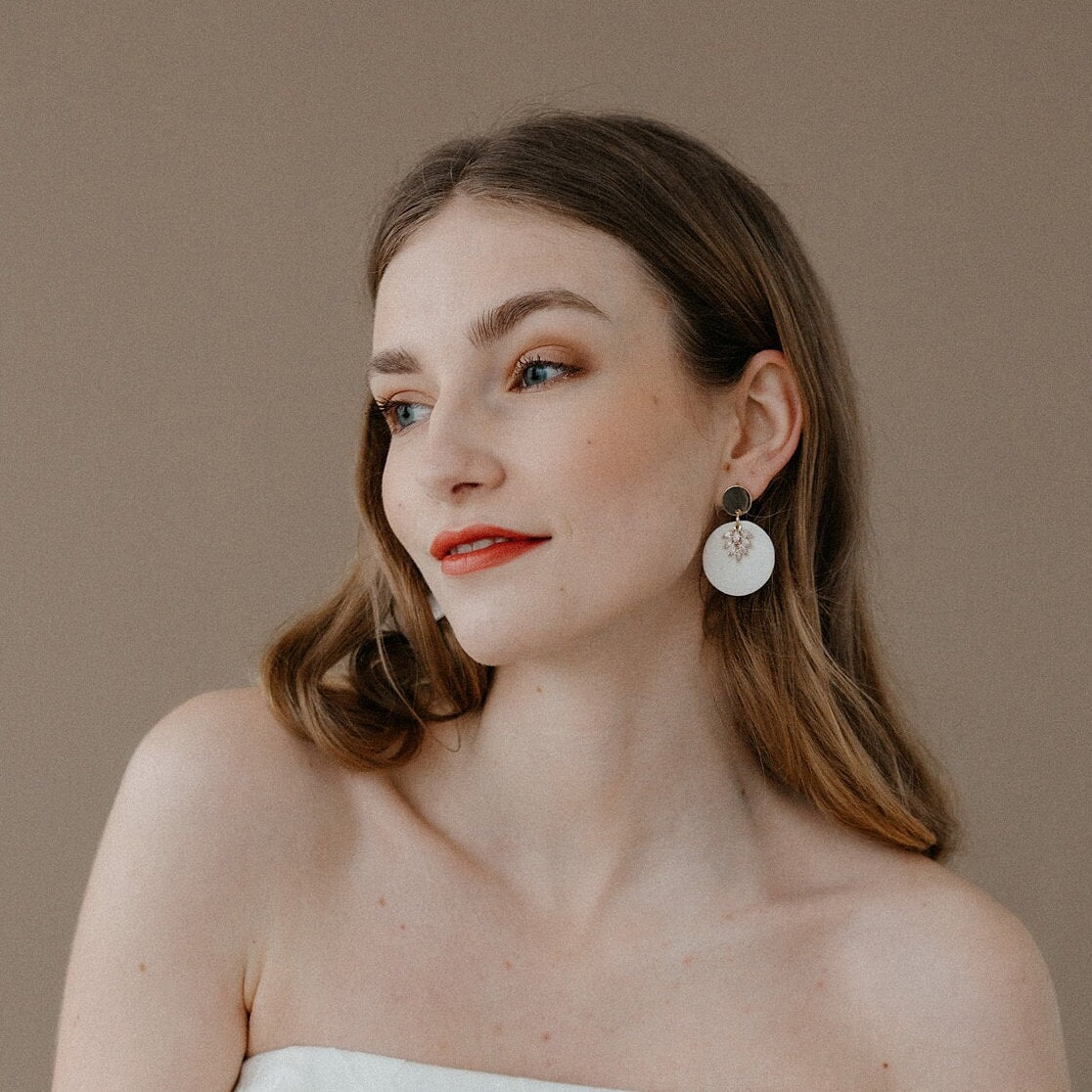 Polymer Clay Ohrringe "Violet" weiß gold - Feenmanufaktur