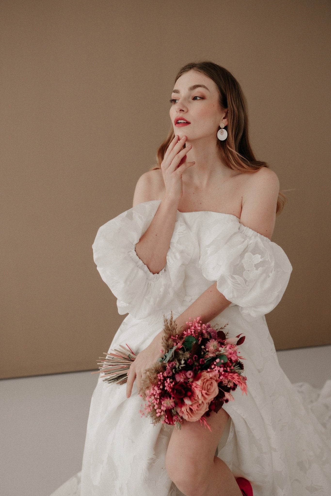 Polymer Clay Ohrringe "Violet" weiß gold - Feenmanufaktur