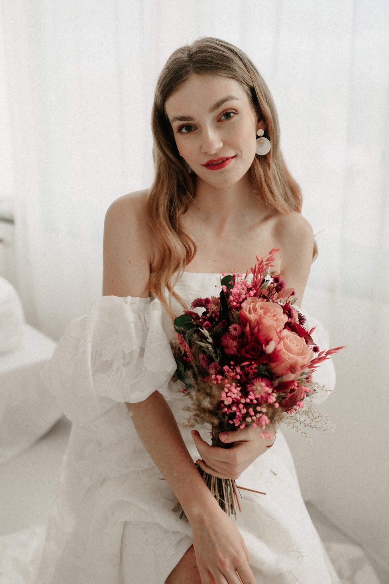 Polymer Clay Ohrringe "Violet" weiß gold - Feenmanufaktur