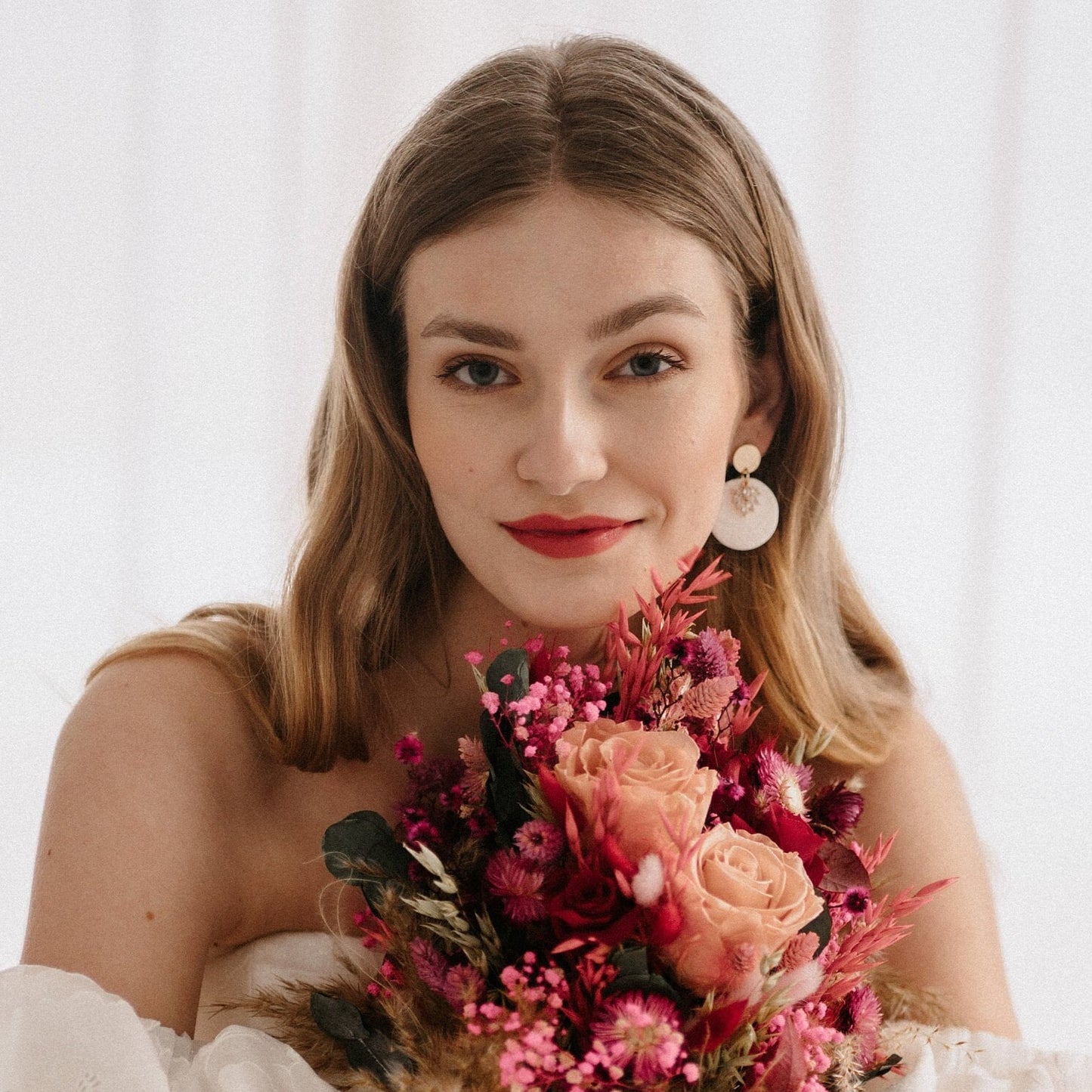 Polymer Clay Ohrringe "Violet" weiß gold - Feenmanufaktur