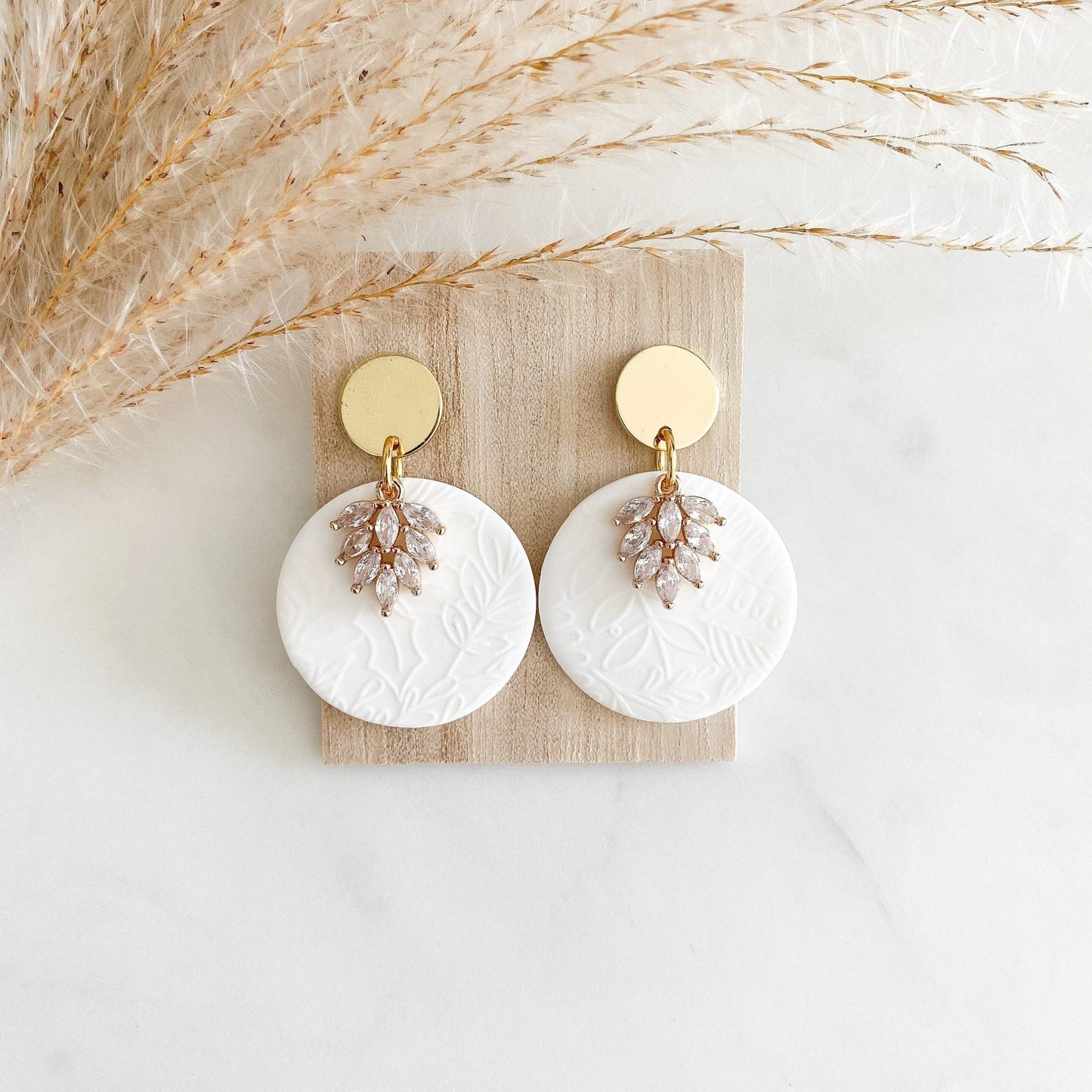 Polymer Clay Ohrringe "Violet" weiß gold - Feenmanufaktur