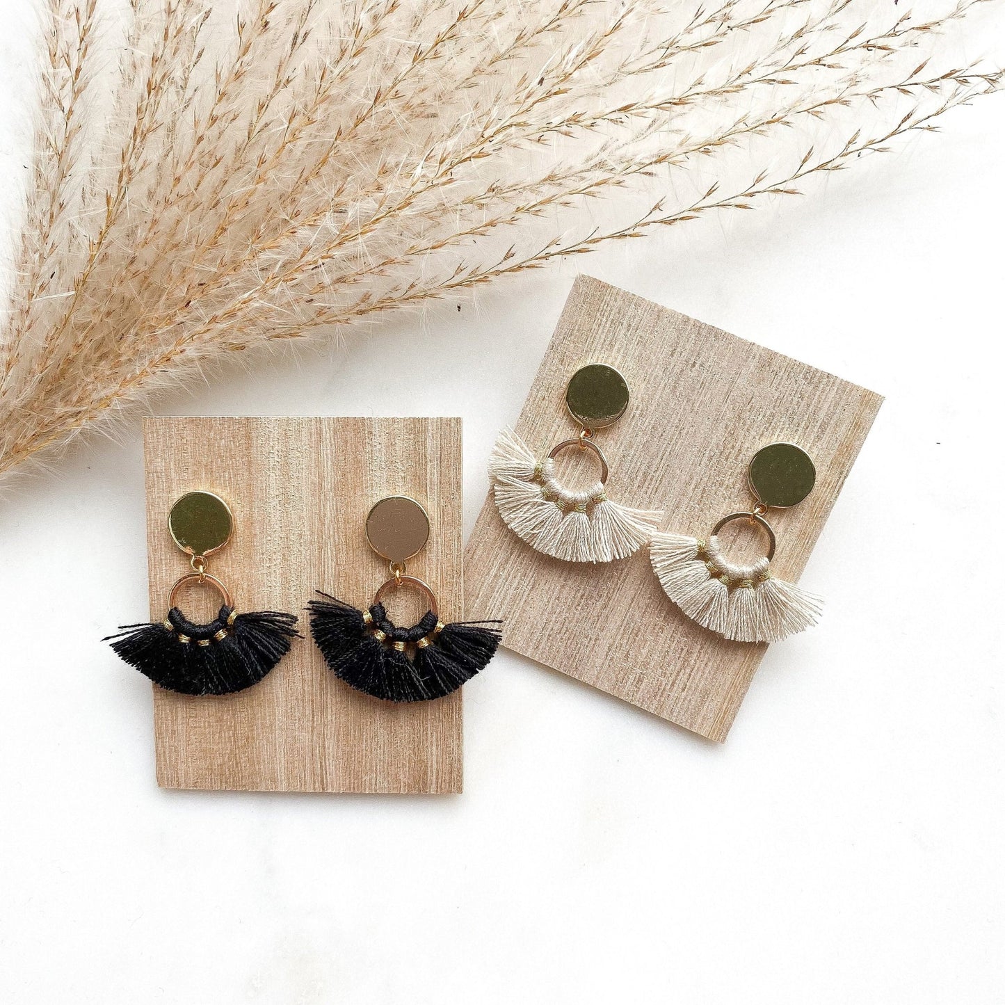 Quasten boho Ohrringe gold - Feenmanufaktur