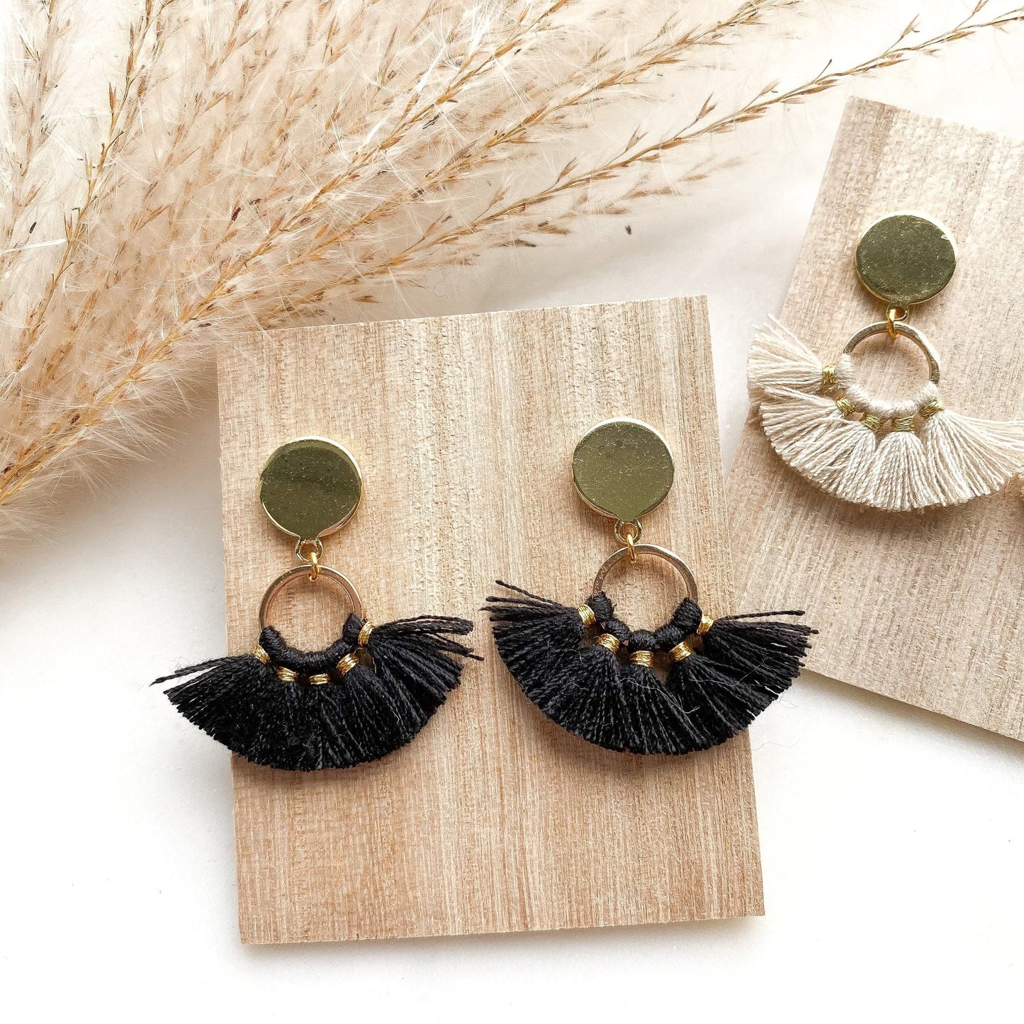 Quasten boho Ohrringe gold - Feenmanufaktur