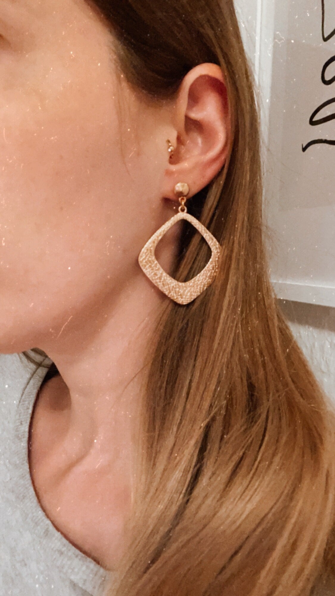 Rhombus Rauten Ohrringe in gold - Feenmanufaktur