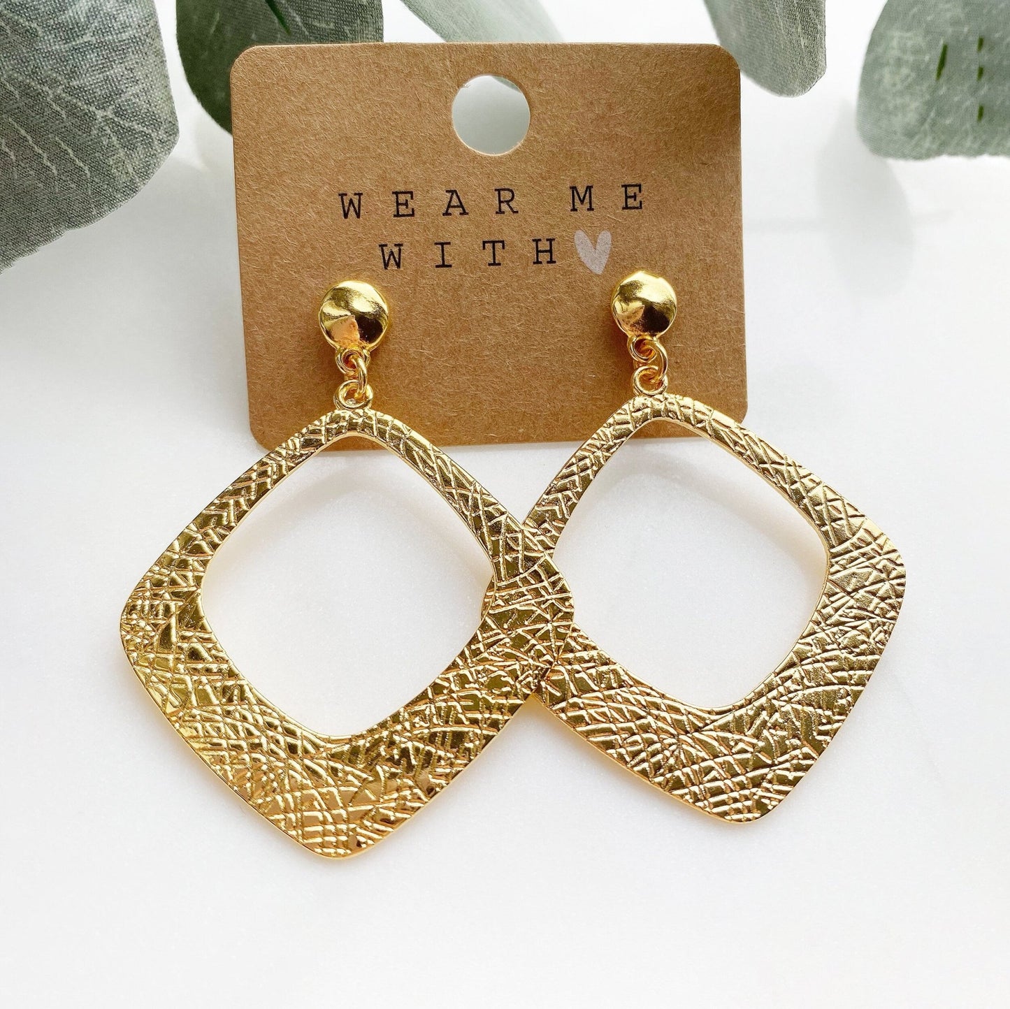 Rhombus Rauten Ohrringe in gold - Feenmanufaktur