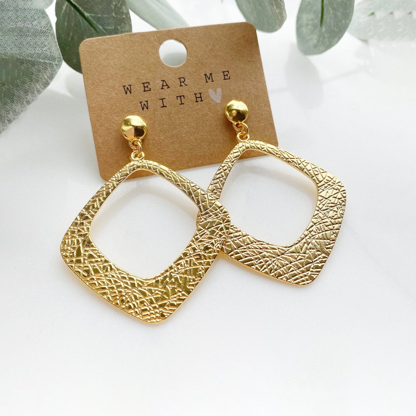 Rhombus Rauten Ohrringe in gold - Feenmanufaktur