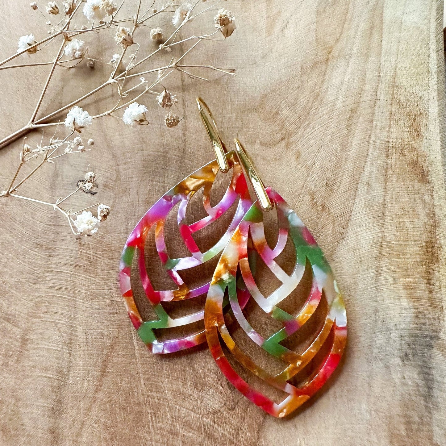 Statement Ohrringe "Ivy" aus Epoxid Harz - Feenmanufaktur