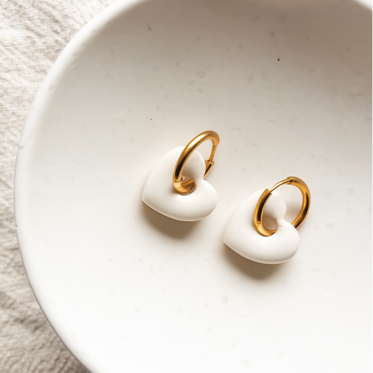 Ohrringe Sova – in Herzform handgemacht im Betondesign aus Edelstahl  x art.icels