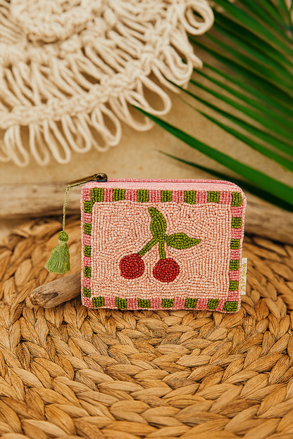 Clutch Lilu – Verspielte Beaded Bag mit Kirschen