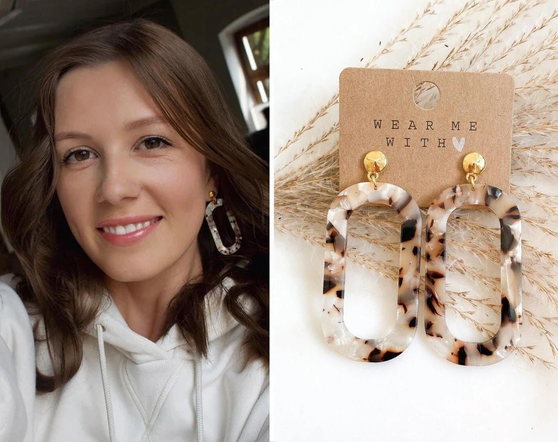 Boho Creme Ohrringe aus Resin Harz - Feenmanufaktur